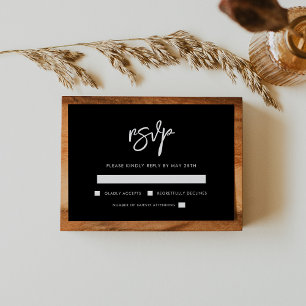 Contemporary modern black wedding RSVP card
