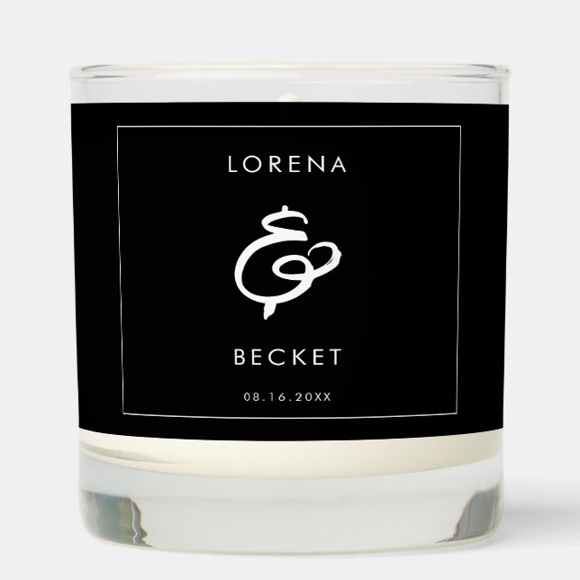 Contemporary modern black wedding scented candle (Front)