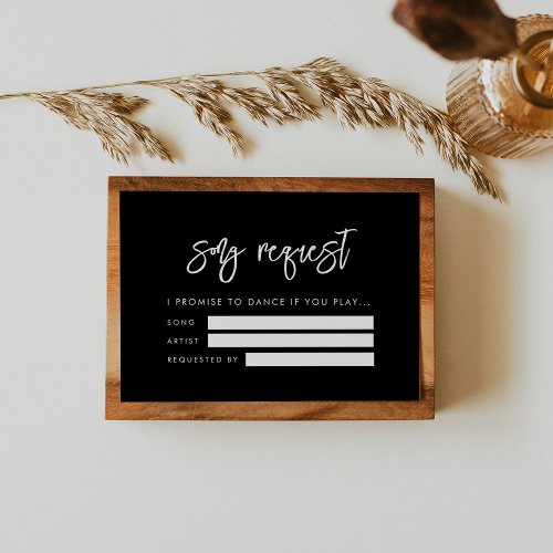 Contemporary modern black wedding Song request Enclosure Card