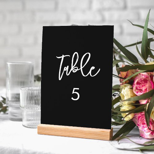 Contemporary modern black wedding table number