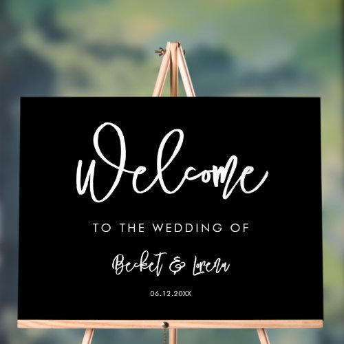 Contemporary modern black wedding welcome sign