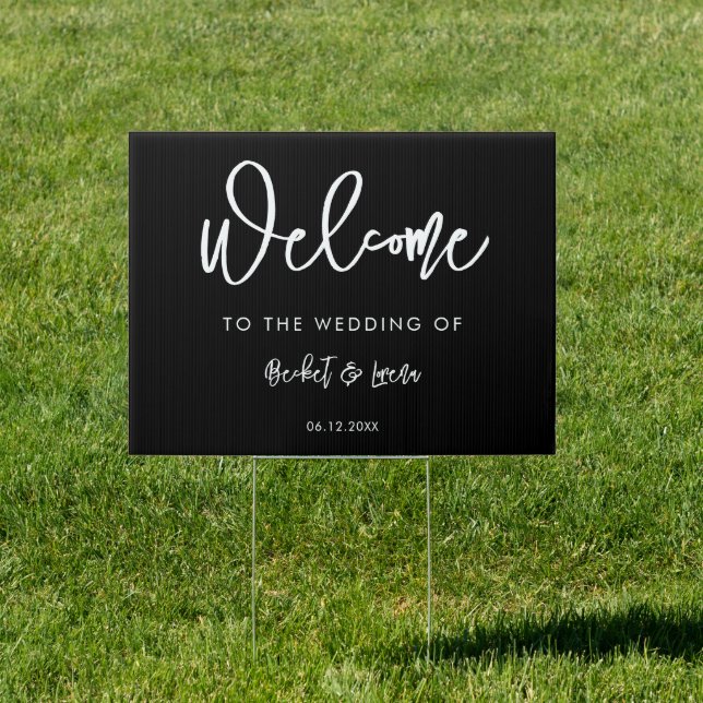 Contemporary modern black wedding welcome sign (Insitu)