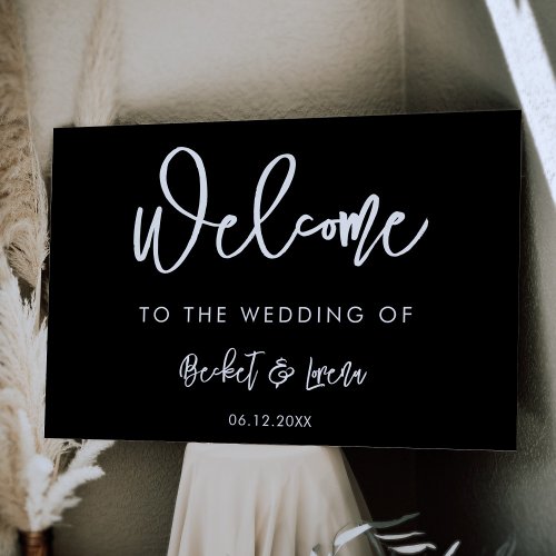 Contemporary modern black wedding welcome sign