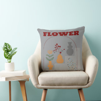 Contemporary Modern Boho Grey Throw Pillow
