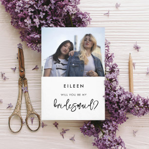 Contemporary modern Bridesmaid proposal photo card