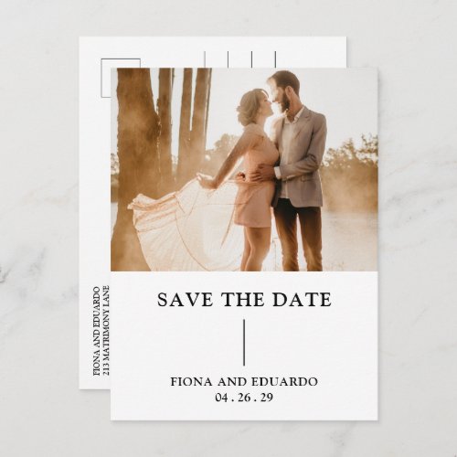 Contemporary Modern Budget Wedding Save the Date Postcard