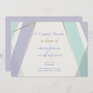 Contemporary Modern Geometric Stripes Mint Violet Invitation