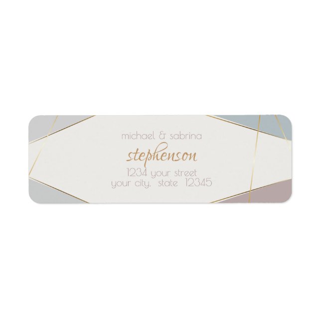 Contemporary Modern Geometric Stripes Taupe Slate Label (Front)