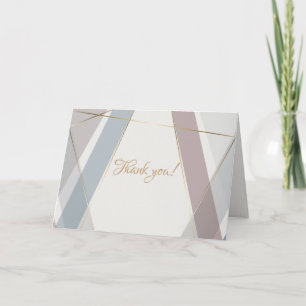 Contemporary Modern Geometric Stripes Taupe Slate Letterpress Thank You Card