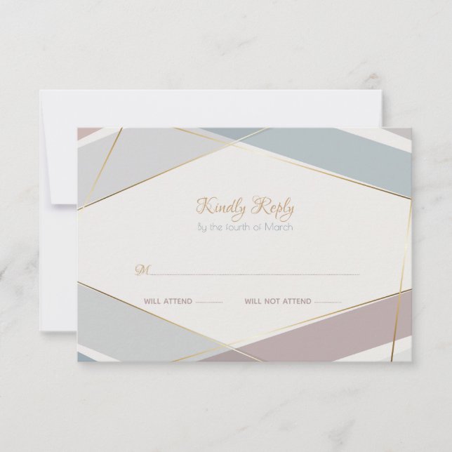 Contemporary Modern Geometric Stripes Taupe Slate RSVP Card (Front)
