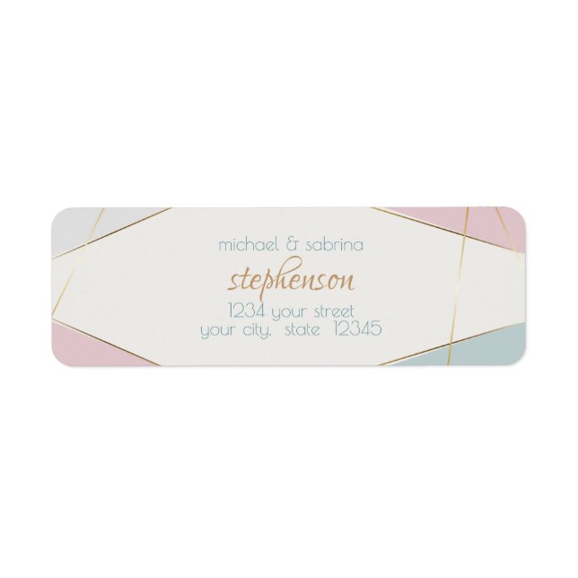 Contemporary Modern Geometric Stripes Teal Rose Label (Front)