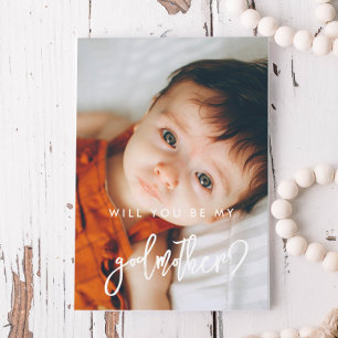 Contemporary modern Godmother proposal photo card