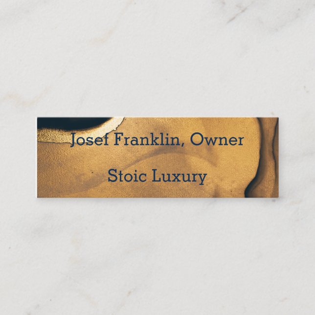 Contemporary Modern Gold and Navy Skinny Calling Card (Front)