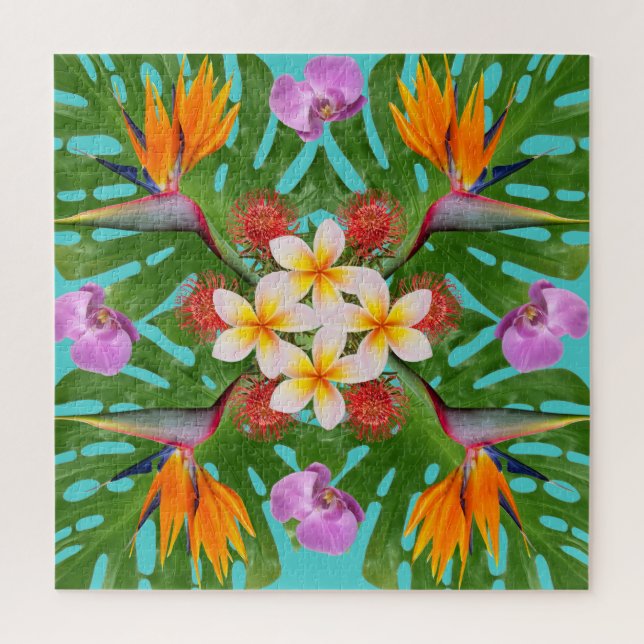 contemporary modern hawaiian quilt art jigsaw puzzle (Vertical)