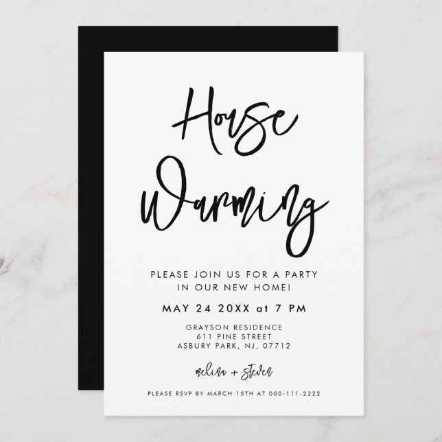 Contemporary modern Housewarming party Invitation (Front/Back)