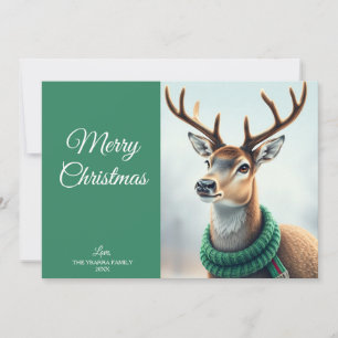 Contemporary Modern Merry Christmas Deer Non-Photo Holiday Card