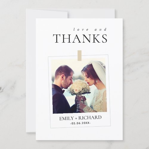 CONTEMPORARY MODERN MINIMAL CUSTOM PHOTO WEDDING THANK YOU CARD