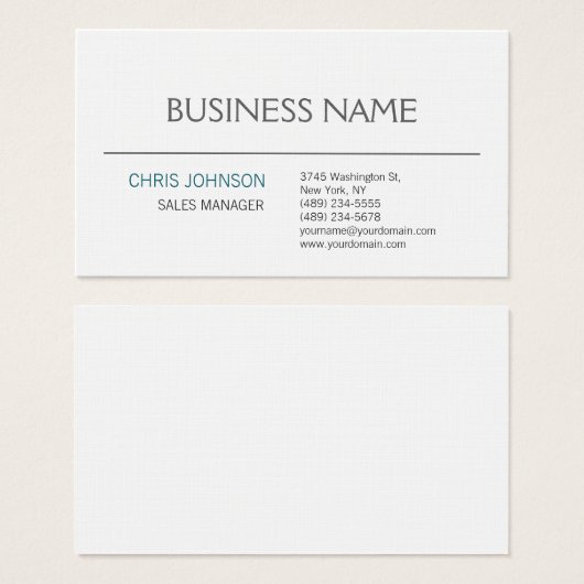 Contemporary Modern Minimalist Plain Profile Card (Front & Back)