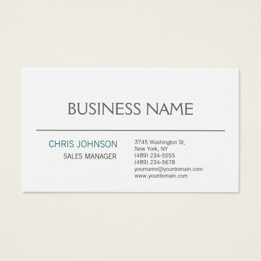 Contemporary Modern Minimalist Plain Profile Card (Front)
