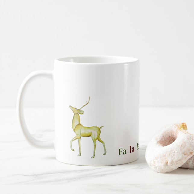 Contemporary Modern Minimalist Reindeer  Coffee Mug (With Donut)