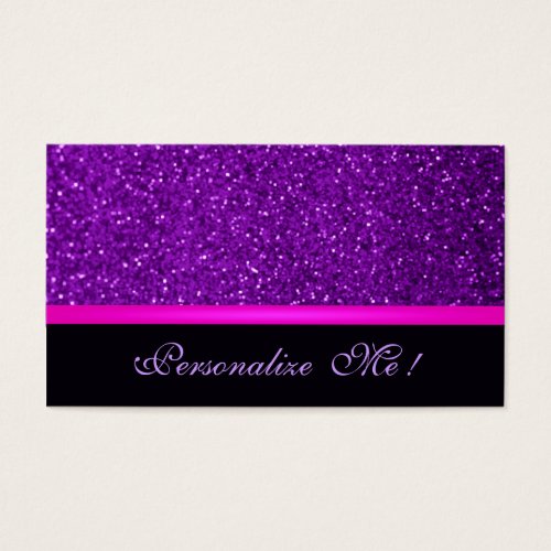 Contemporary Modern Purple Trendy Girly Glitter Business Card Template