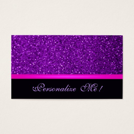 Customizable Contemporary Modern Purple Trendy Girly Glitter Business Card Template