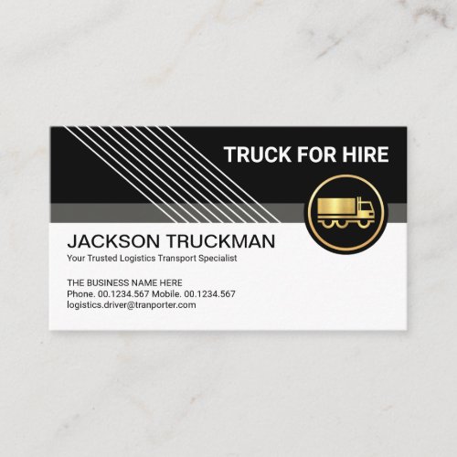 Contemporary Modern Stylish Slanting Lines Trucker Business Card