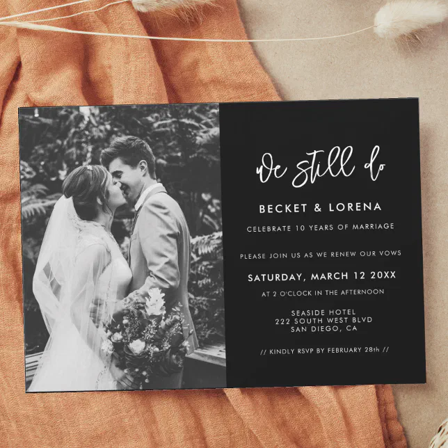 Contemporary modern We still do Vow renewal photo Invitation | Zazzle