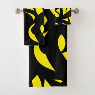 Contemporary Modern Yellow / Black Bath Towel Set