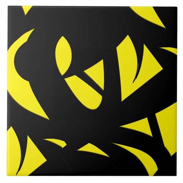 Contemporary Modern Yellow / Black  Ceramic Tile (Front)