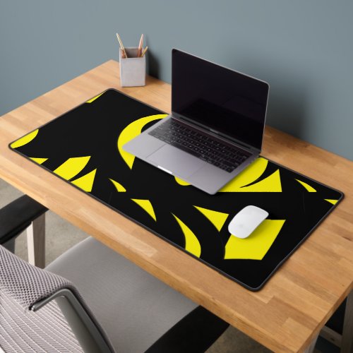 Contemporary Modern Yellow  Black  Desk Mat
