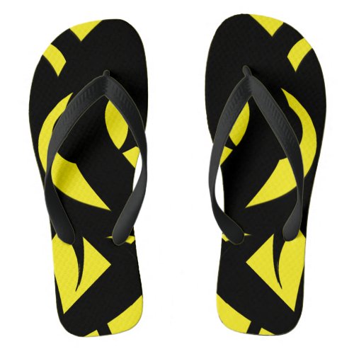 Contemporary Modern Yellow  Black  Flip Flops