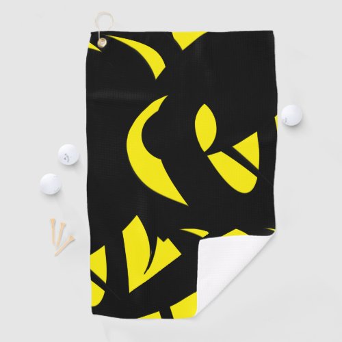 Contemporary Modern Yellow  Black  Golf Towel