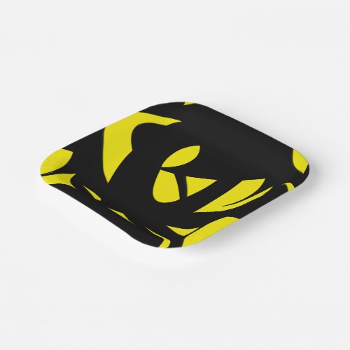 Contemporary Modern Yellow  Black  Paper Plates