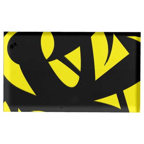 Contemporary Modern Yellow  Black  Place Card Holder