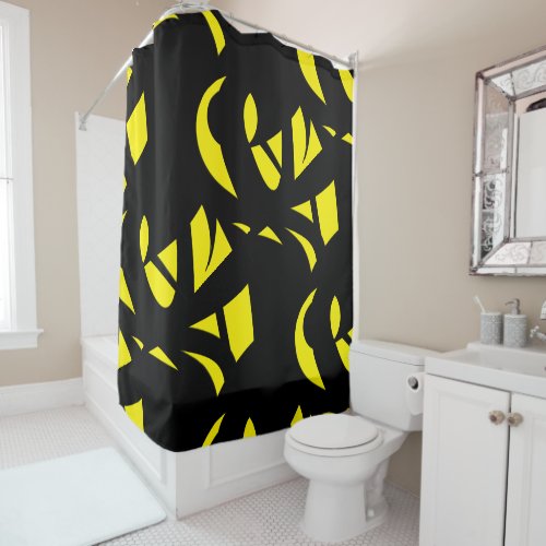 Contemporary Modern Yellow  Black  Shower Curtain