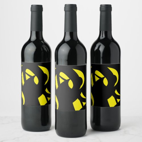 Contemporary Modern Yellow  Black  Wine Label