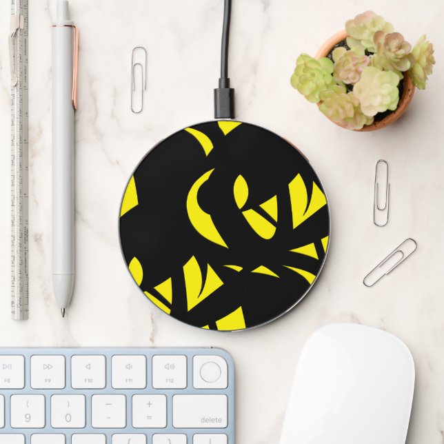 Contemporary Modern Yellow / Black  Wireless Charger (Desk)