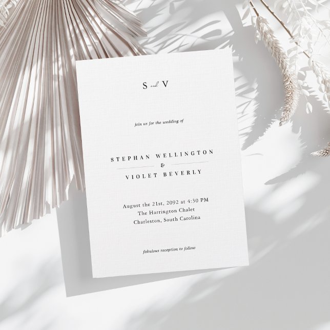 Contemporary Monogram Black and White Wedding Invitation (Creator Uploaded)