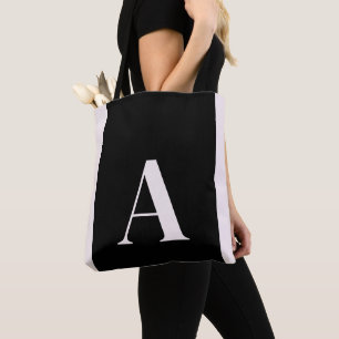 Contemporary Monogram Black & Blush Bridesmaid Tote Bag