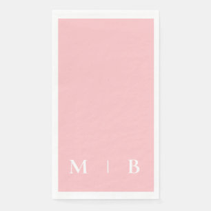 Contemporary Monogram Blush Wedding  Paper Guest Towels