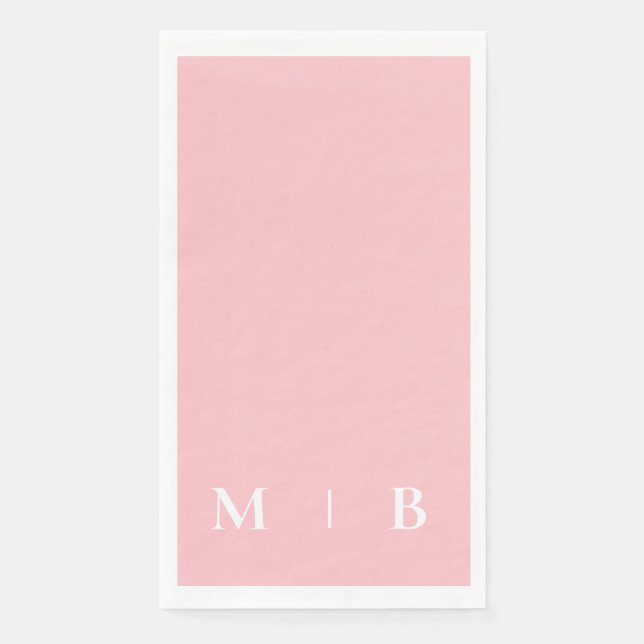 Contemporary Monogram Blush Wedding  Paper Guest Towels (Front)