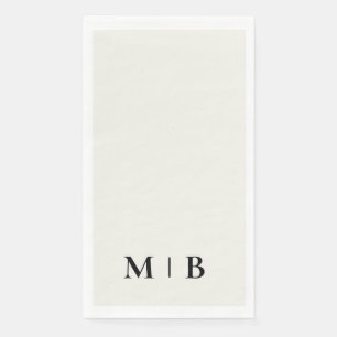 Contemporary Monogram Cream Black Text Wedding Paper Guest Towels