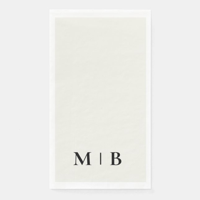 Contemporary Monogram Cream Black Text Wedding Paper Guest Towels (Front)