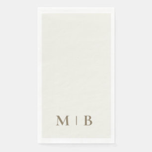 Contemporary Monogram Cream Gold Text Wedding Paper Guest Towels