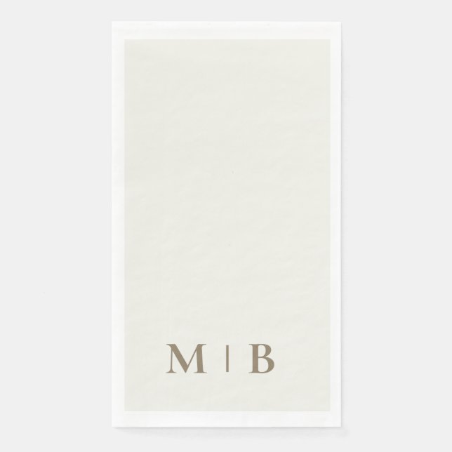 Contemporary Monogram Cream Gold Text Wedding Paper Guest Towels (Front)