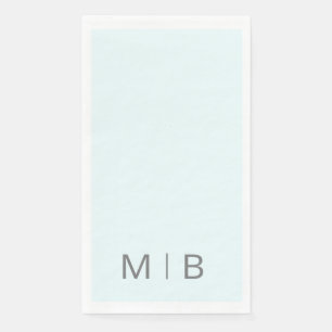 Contemporary Monogram Ice Blue Grey Text Paper Guest Towels