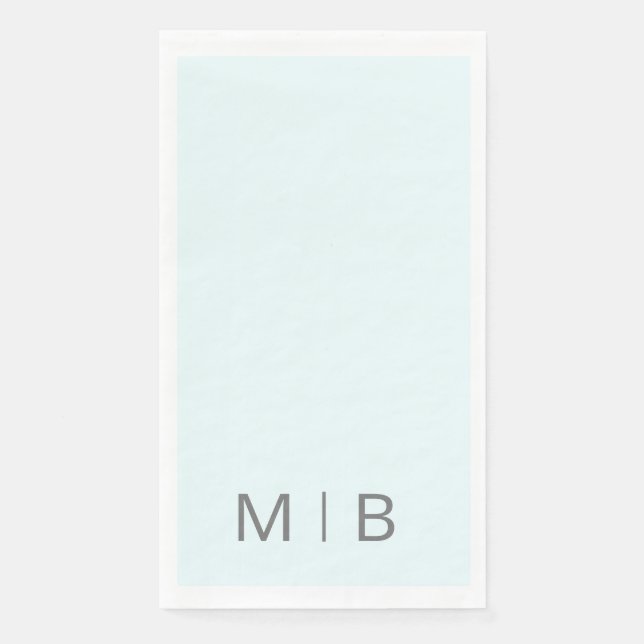 Contemporary Monogram Ice Blue Grey Text Paper Guest Towels (Front)