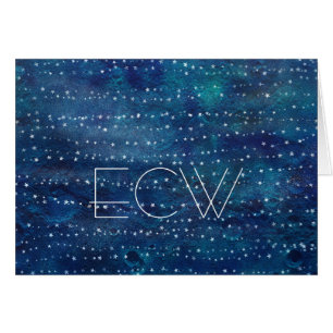 Contemporary Monogram Note Cards-Starry Lines Cards