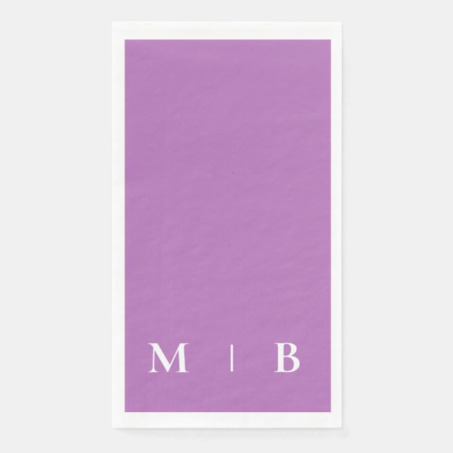 Contemporary Monogram Orchid Wedding Paper Guest Towels (Front)